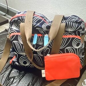 Orla Kiely Shoulder Bag Retro Pattern Brown Handle